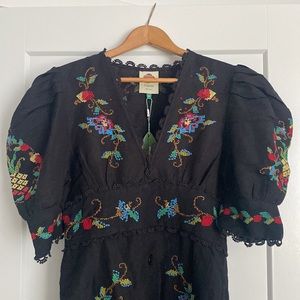 Farm Rio Never Worn Black Cross Stitch Dress